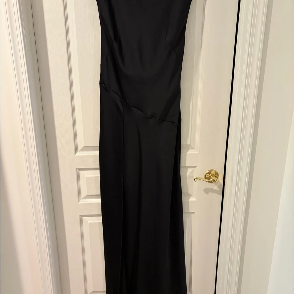 Ramy Brook Black Satin Joanna Gown Size 12 - Picture 8 of 10